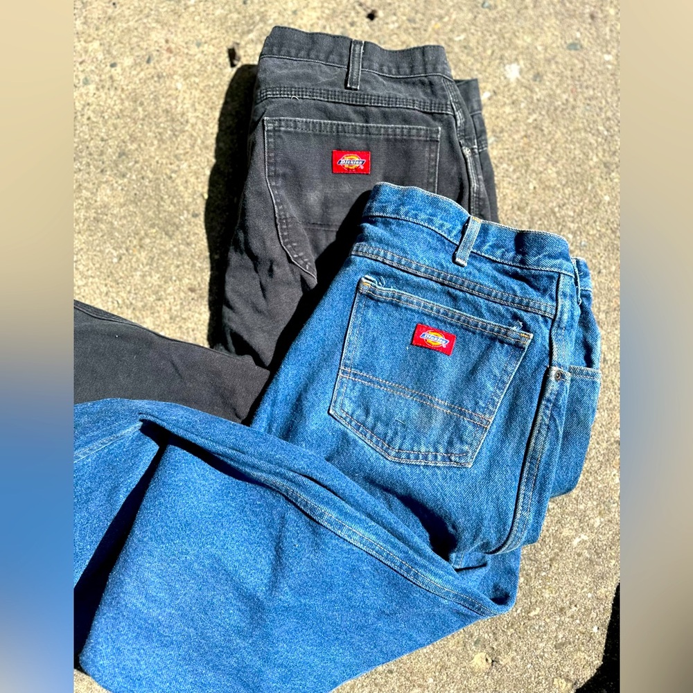 SALE🔥 2 pair bundle - Crazy Dickies black and blue Baggy Relaxed jeans Mens' 38